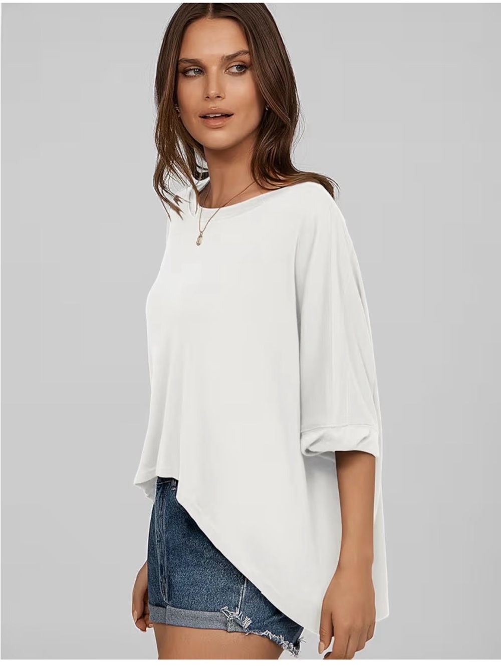 White Oversized Drapey Short-Sleeve Tee - Women's - Picture 2 of 2